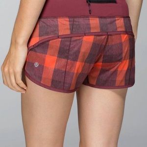 lululemon Speed Up Shorts - Red Plaid